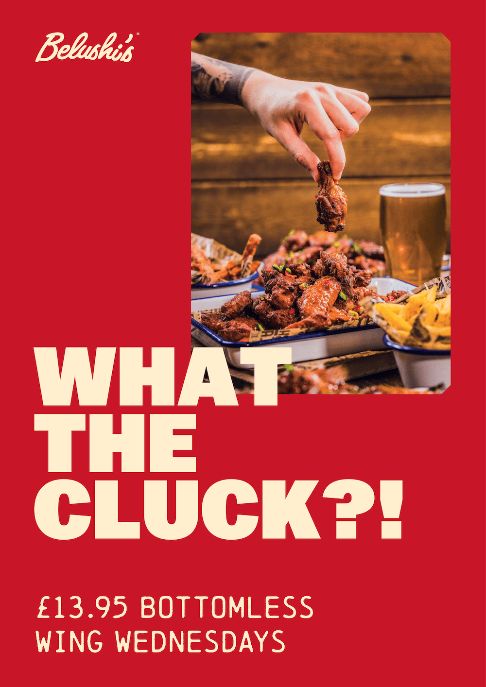 Get Bottomless Wings for just £13.95 across Belushi's Bars in the UK.