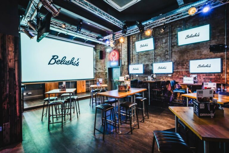 An interior shot of a private hire space in Hammersmith Belushi's Bar.