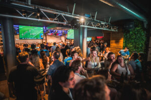 State of Origin fans watching on the multiple big screens with sound at Belushi's Sports bar in London