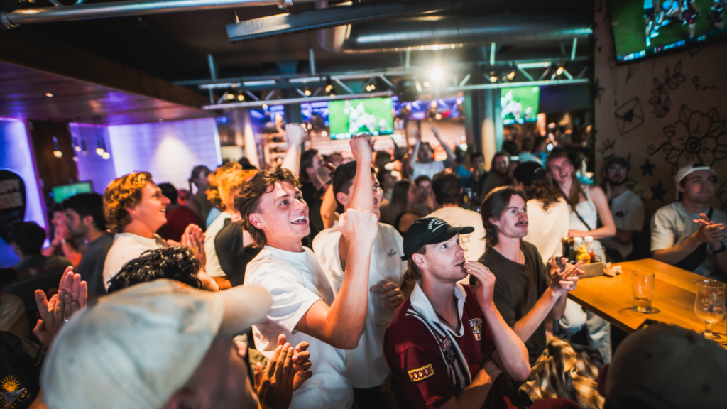 Customers of Belushi's bar London Bridge watching the Autumn Internationals on large HD screens and projectors.